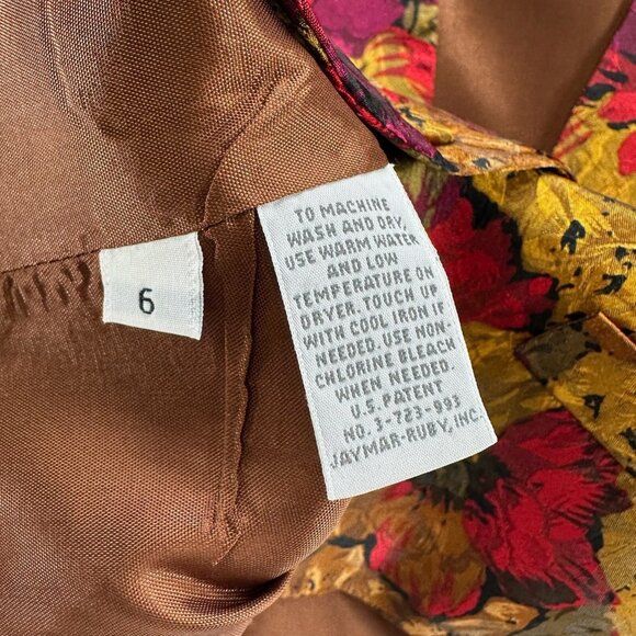 LadySansabelt Jaymar Ruby Vtg Floral Vest Women 6 Lined Adjustable Tie Brown Red - Picture 11 of 11